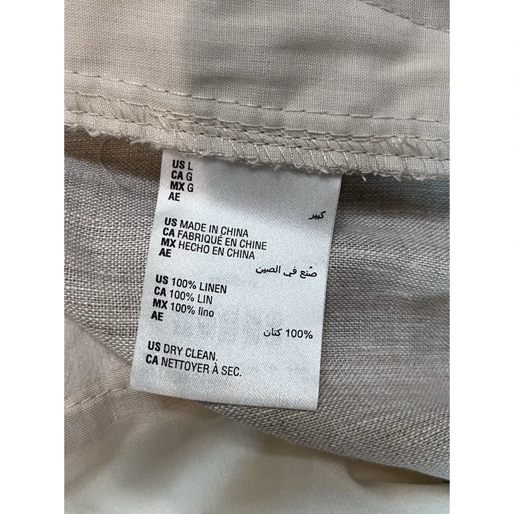 Tasso Elba Island Mens L Linen Drawstring Casual Pants Beige Coastal Beach Light